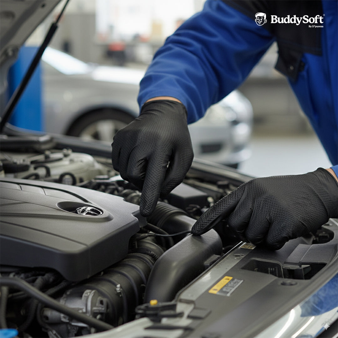 AntiSlip Nitrile Gloves – Black –XL