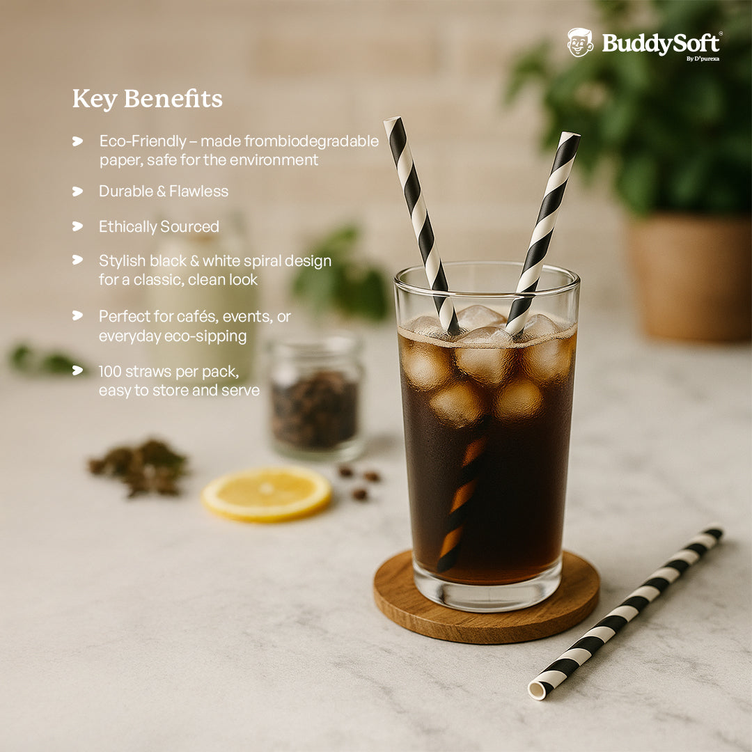 Paper Straw Black & White