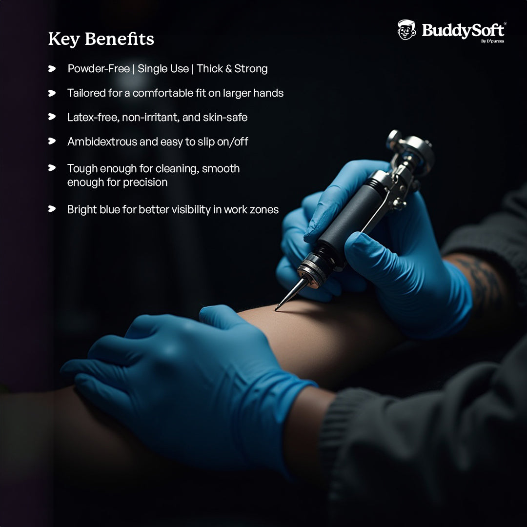 Vinyl Gloves - Blue -  Large