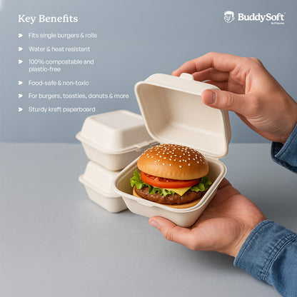 White Single Burger Disposable Box