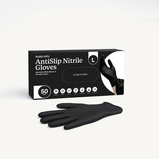 AntiSlip Nitrile Gloves – Black - L