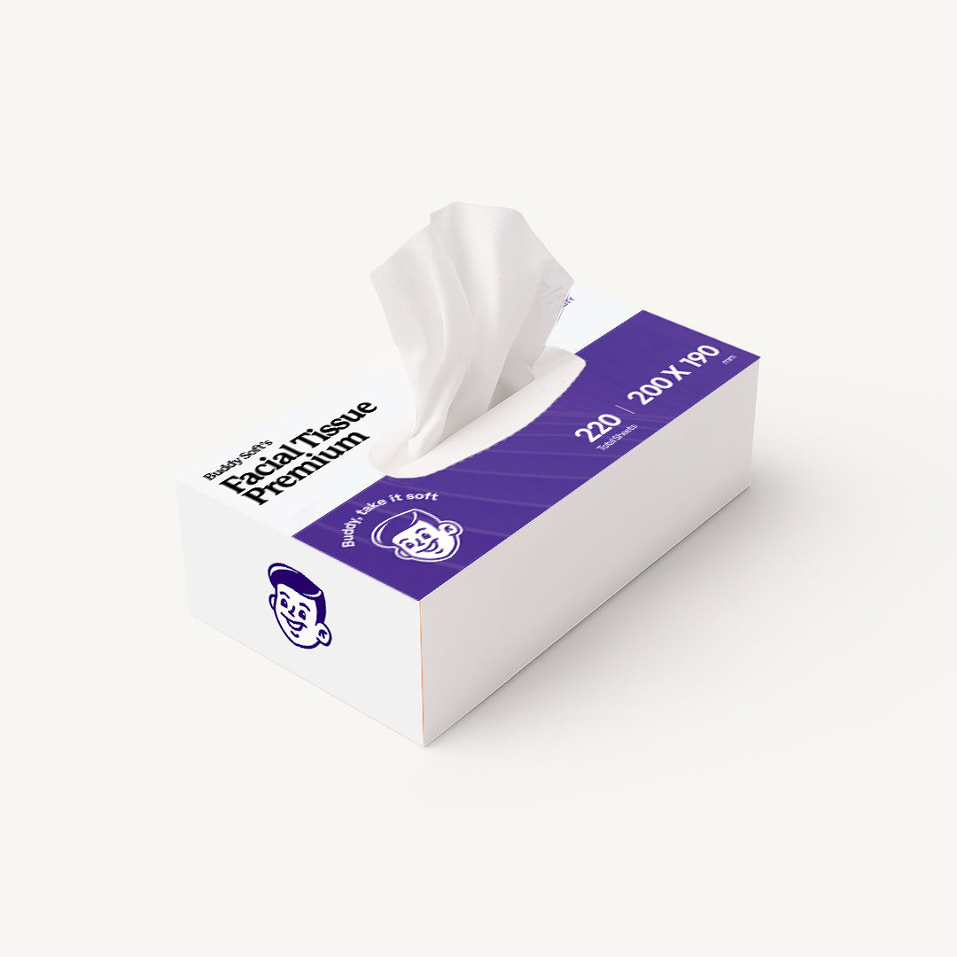 BuddySoft Premium 2-ply facial tissue box 220 sheets
